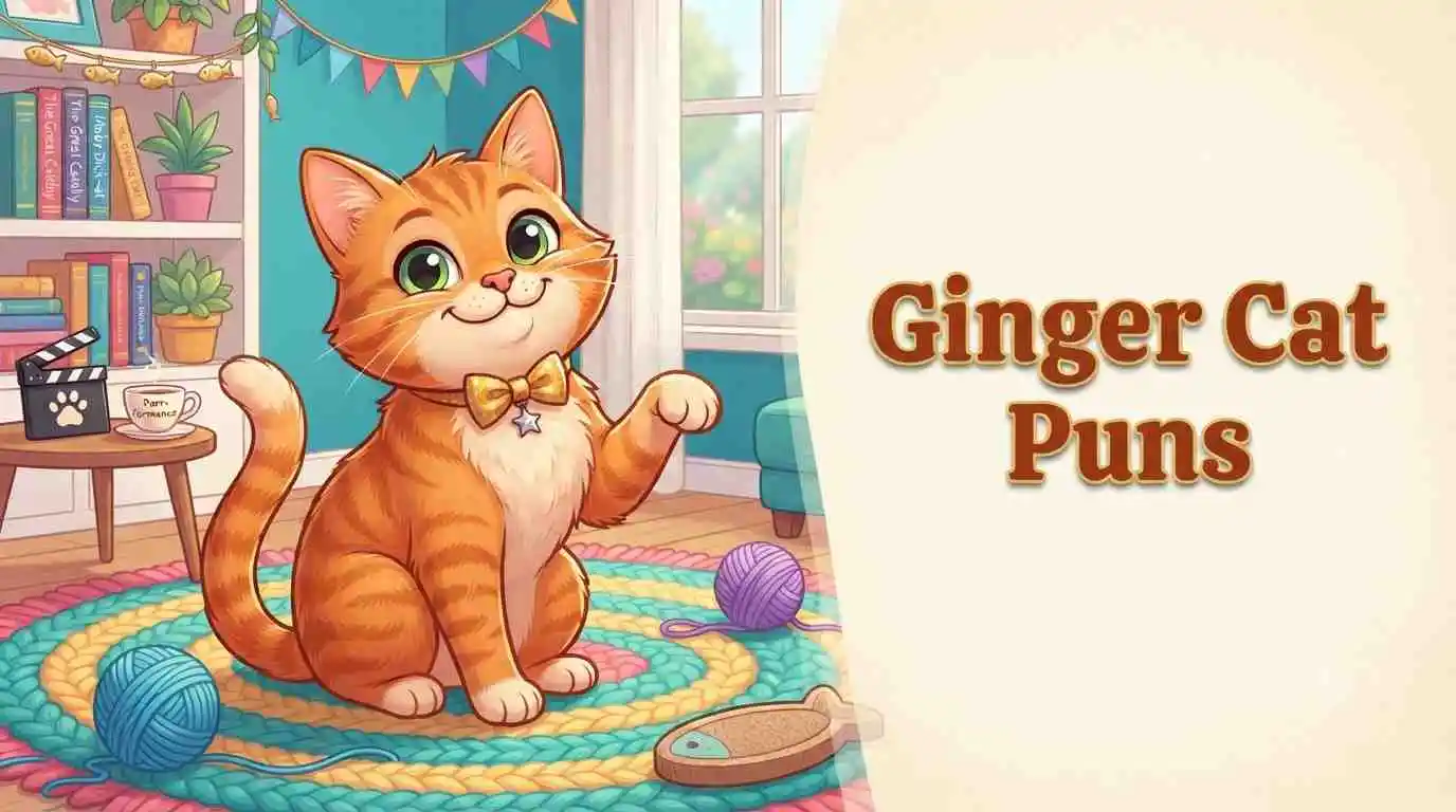 Cute ginger cat pun illustration