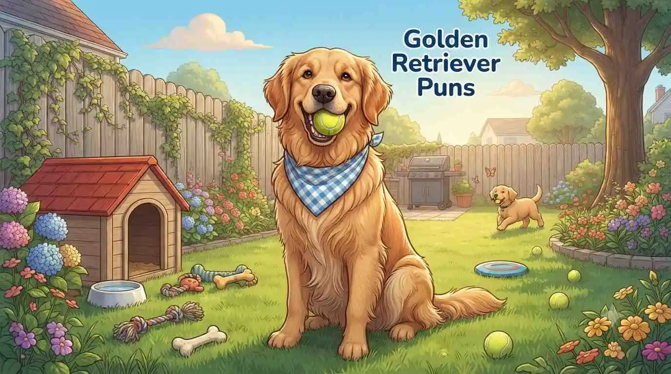 Happy golden retriever playing