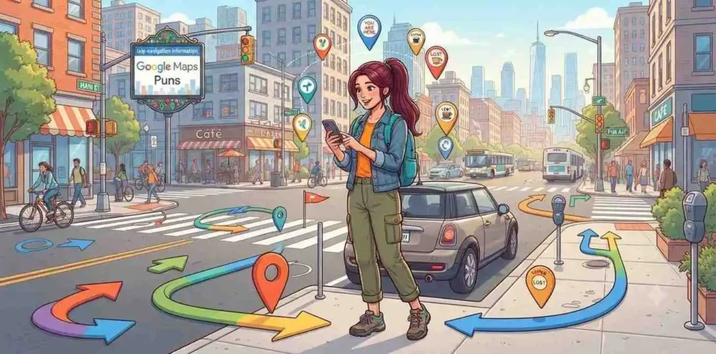 Woman navigating city map