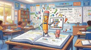 Funny grammar classroom characters