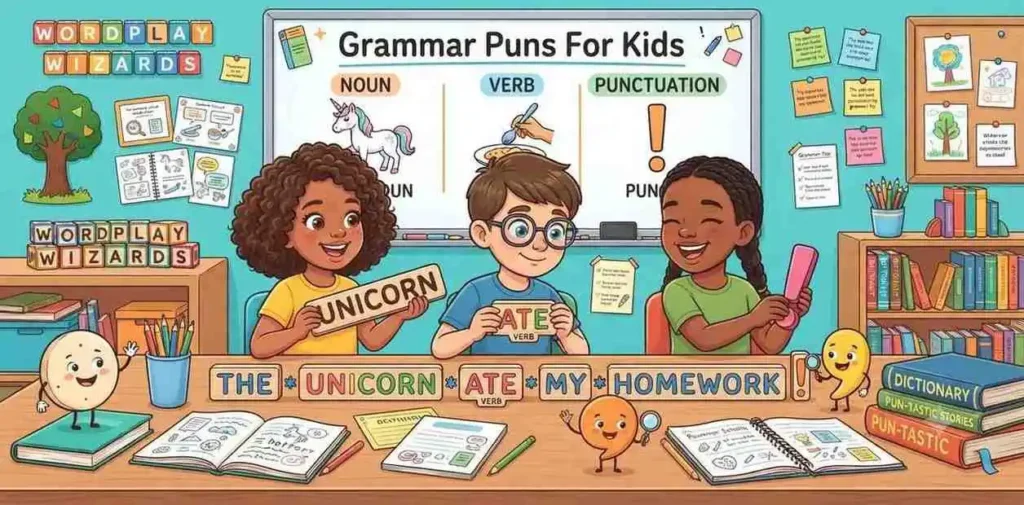 Kids building funny sentences
