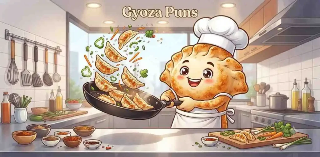 Funny gyoza chef cooking