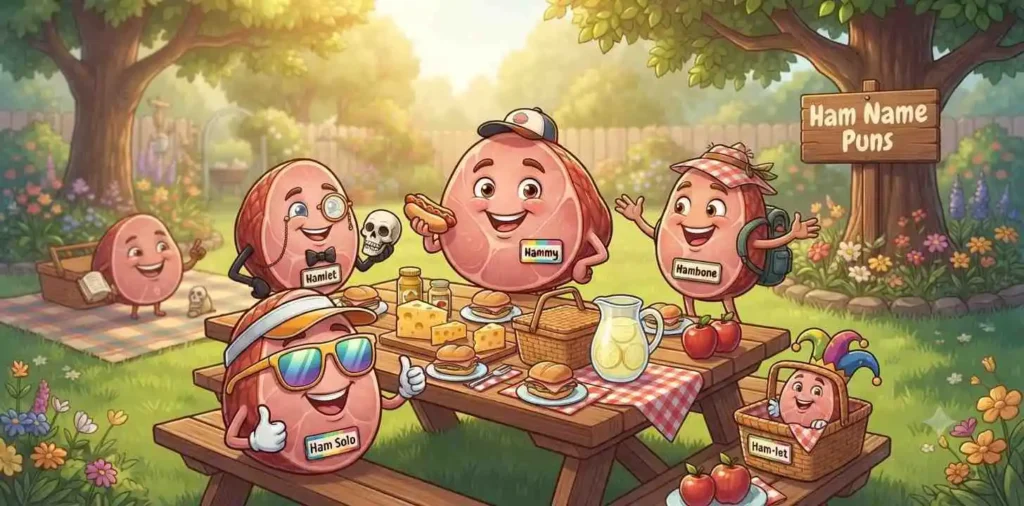 Funny ham with name tags