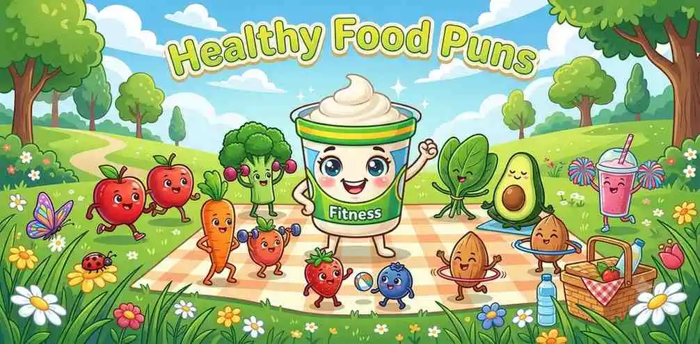 Healthy foods smiling together
