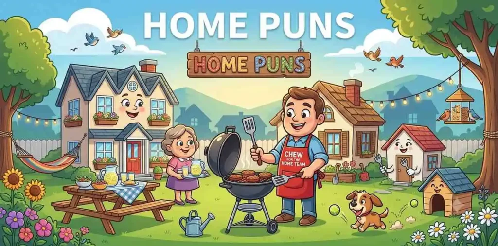 Funny cartoon house family