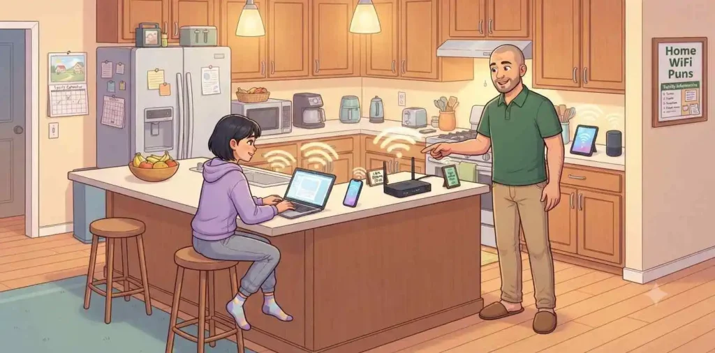 Family enjoying home WiFi