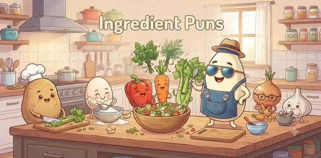 Funny ingredient food characters