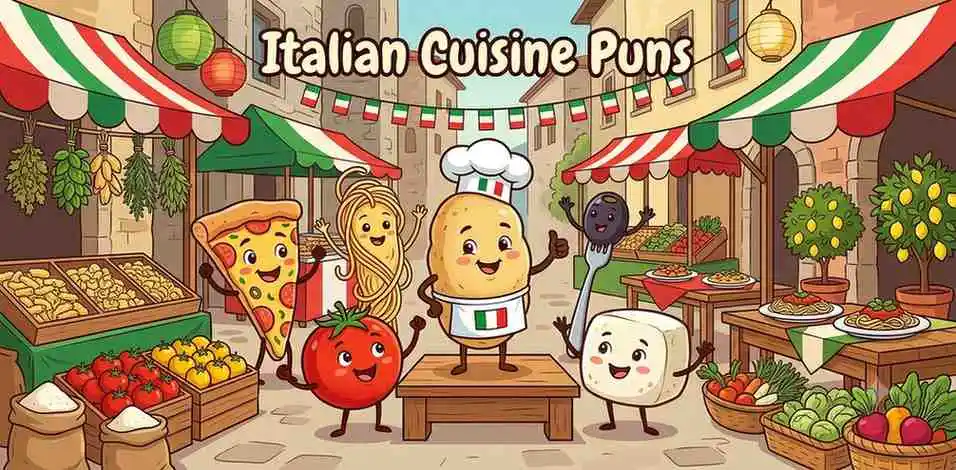 Italian food characters celebrating together