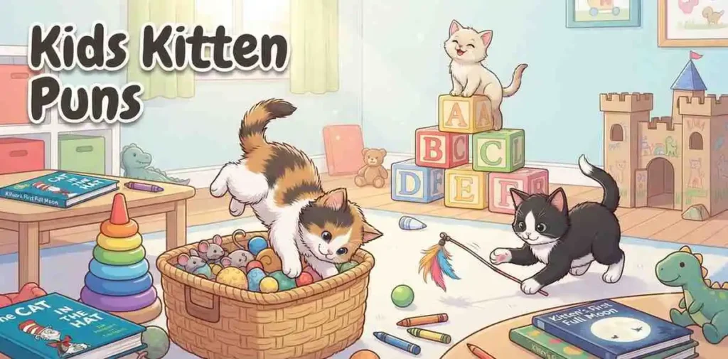 Playful kittens with colorful toys