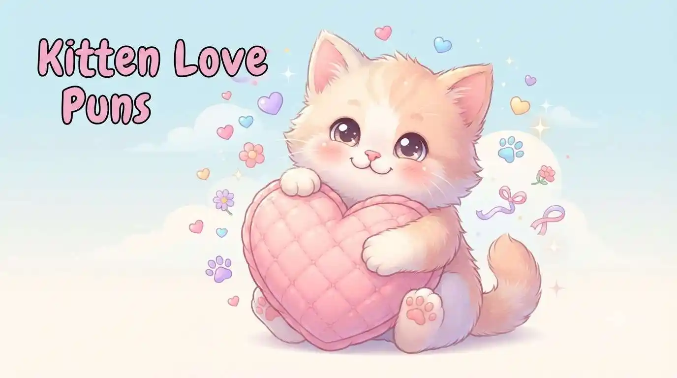 Cute kitten hugging heart