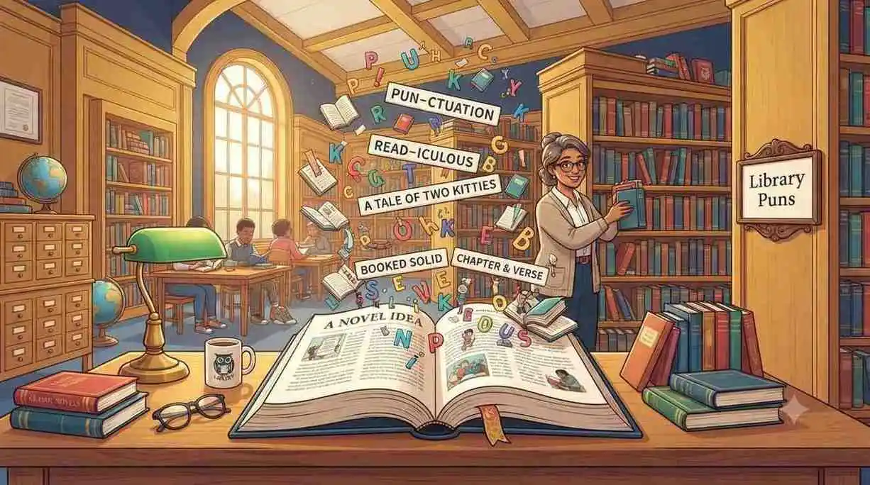 Funny library books with letters