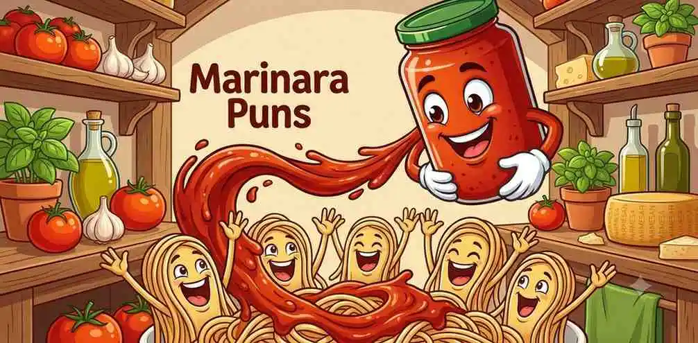 Smiling marinara sauce dancing joyfully