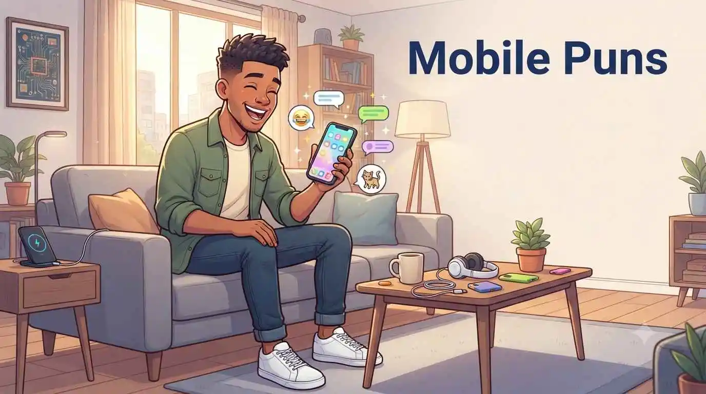 Funny person using mobile