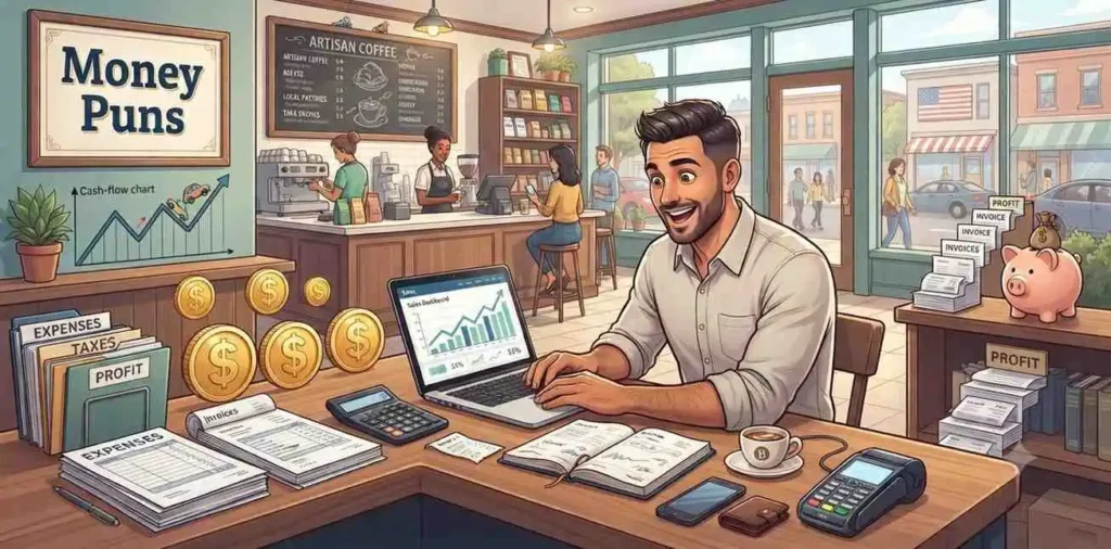 Man managing business finances
