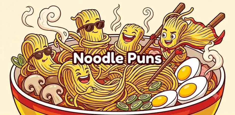 Funny noodles tangled together laughing