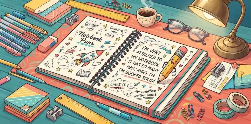 Notebook filled with funny writing