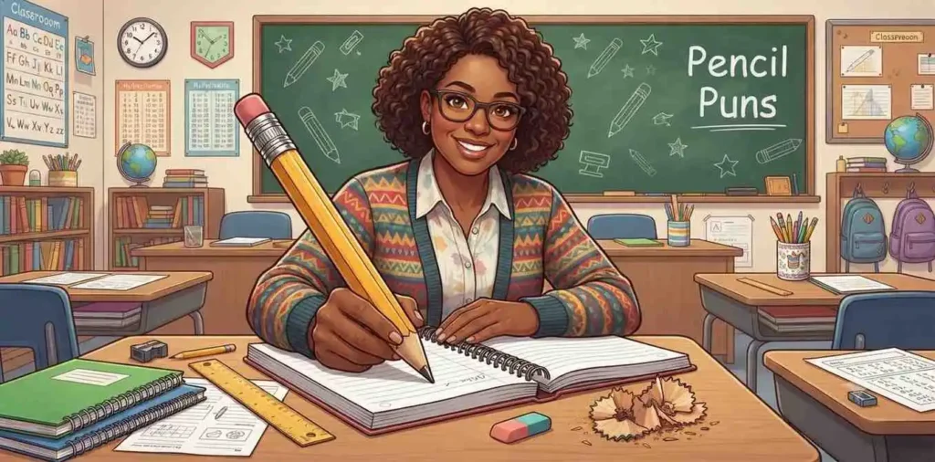 Teacher writing with pencil