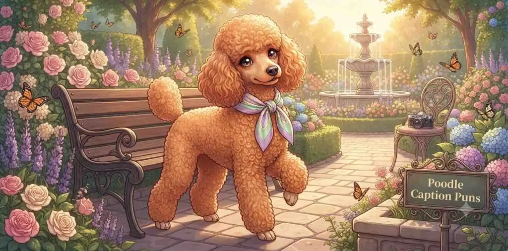 Stylish poodle posing outdoors