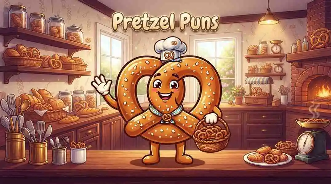 Happy pretzel mascot smiling