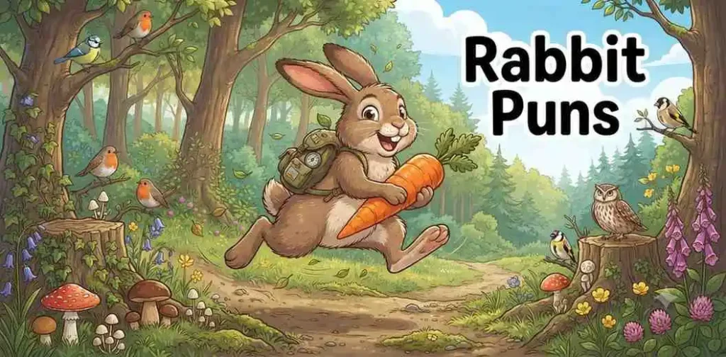 Playful rabbit hopping happily