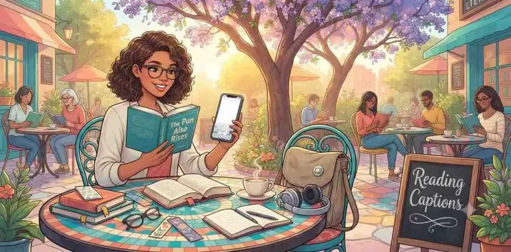 Reader posing with favorite book