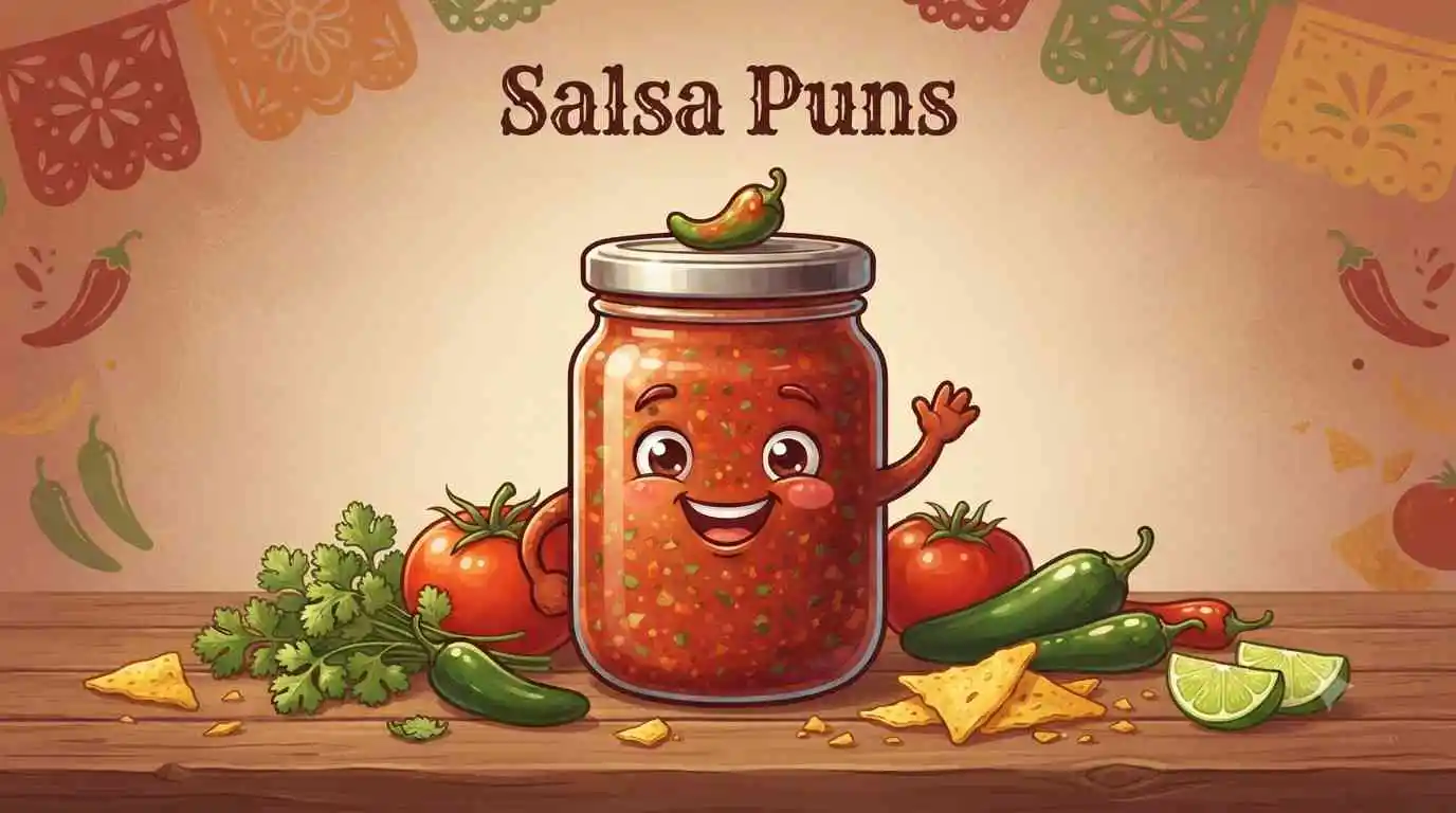 Happy salsa jar mascot