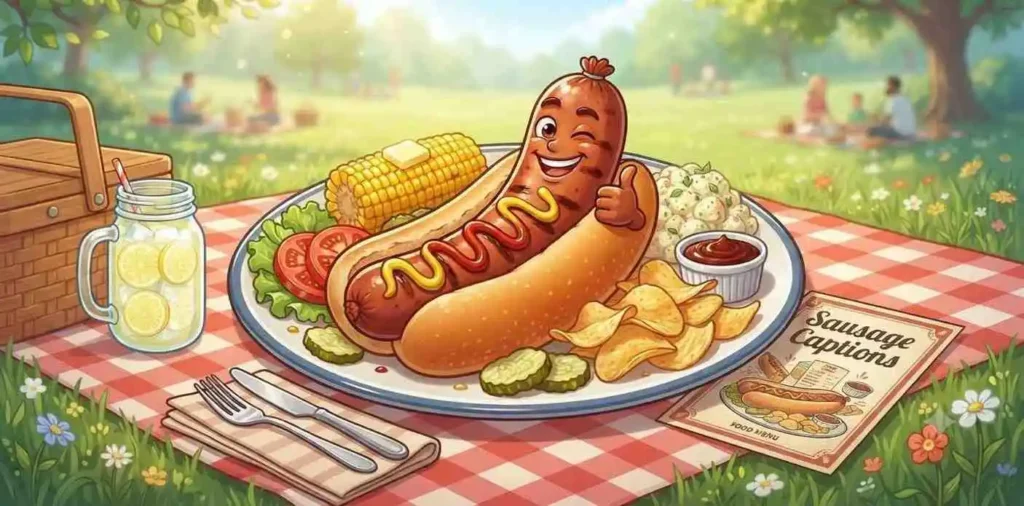 Sausage posing with BBQ plate