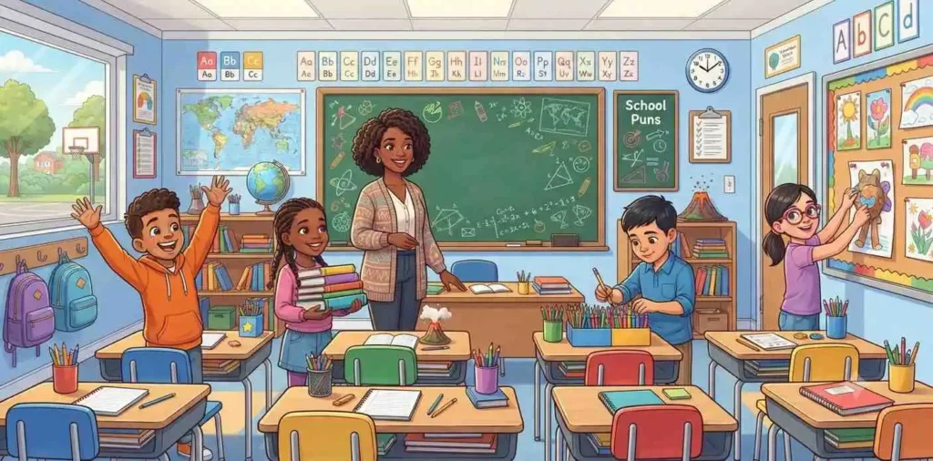 Students enjoying school classroom