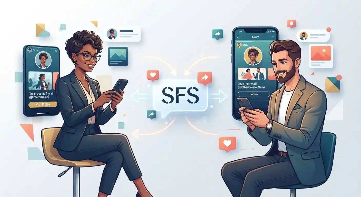 Two social media creators mutually promoting each other’s accounts
