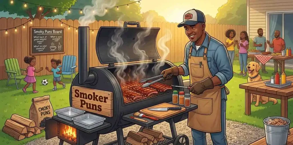 Pitmaster smoking ribs outdoors