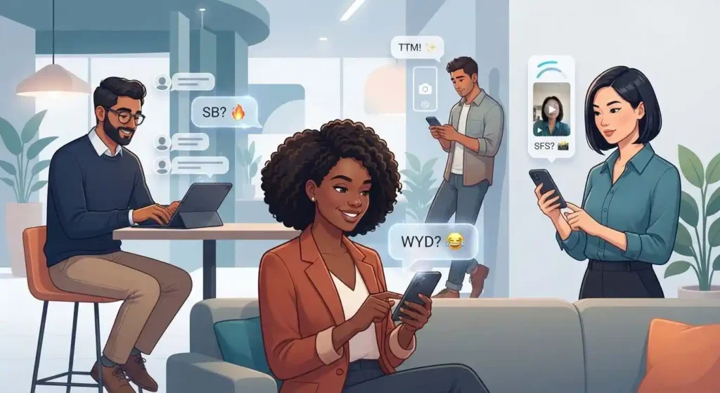 Adults using Snapchat slang in chats, DMs, Stories, and Snap replies