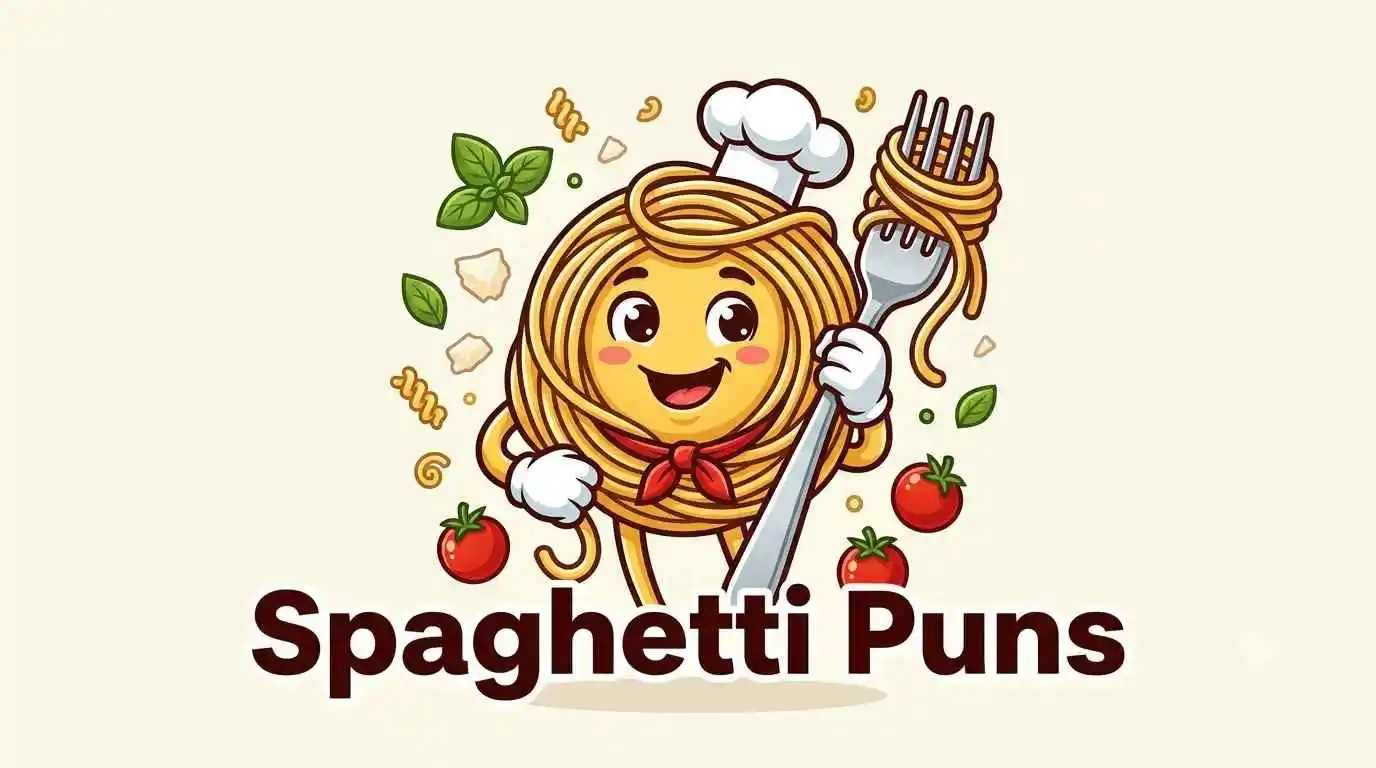 Happy spaghetti mascot smiling brightly