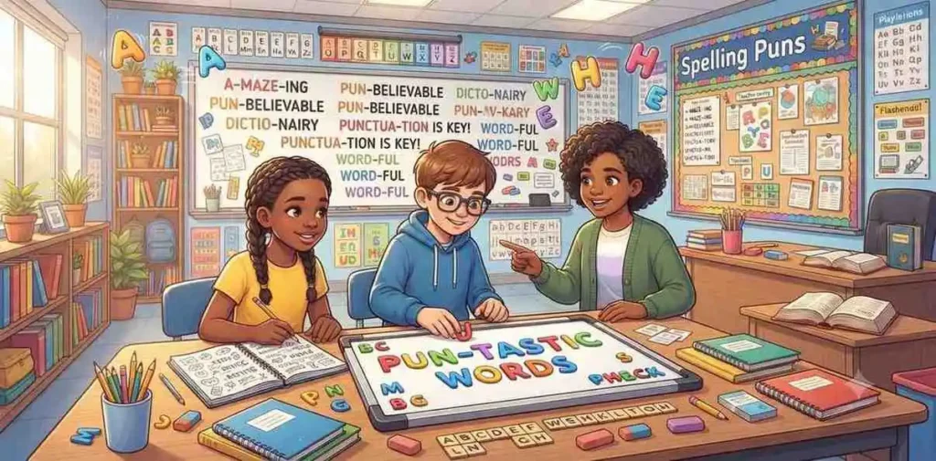 Students practicing spelling words