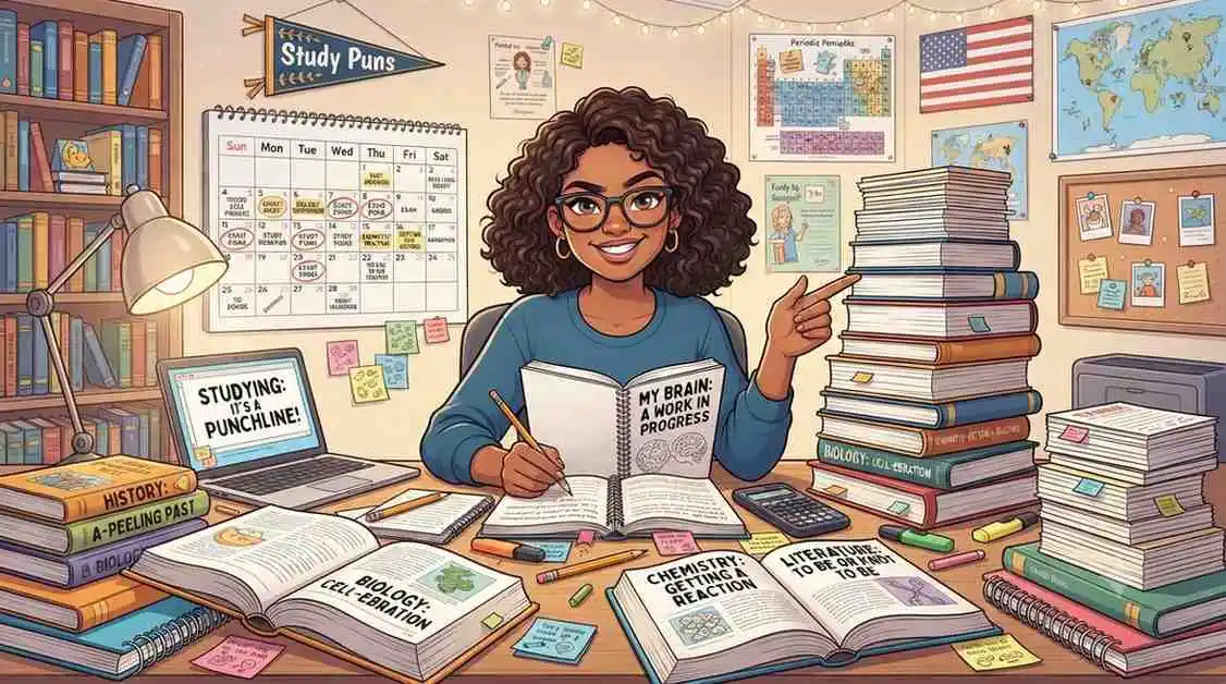 Student studying with books