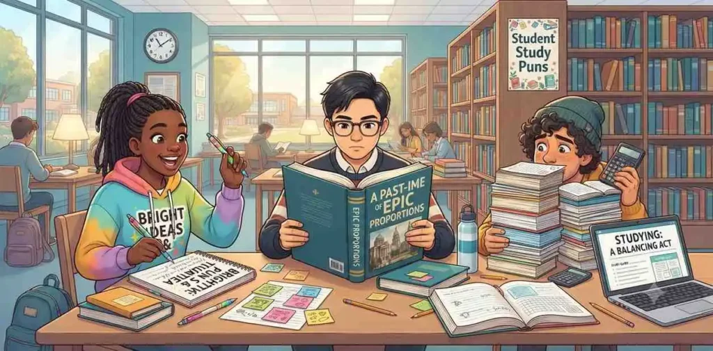 Students studying in library