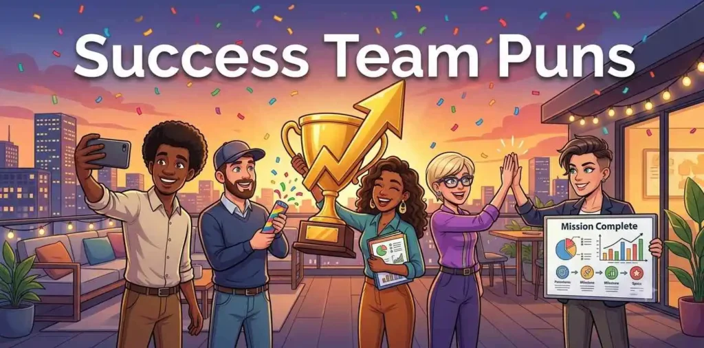 Office team celebrating shared success