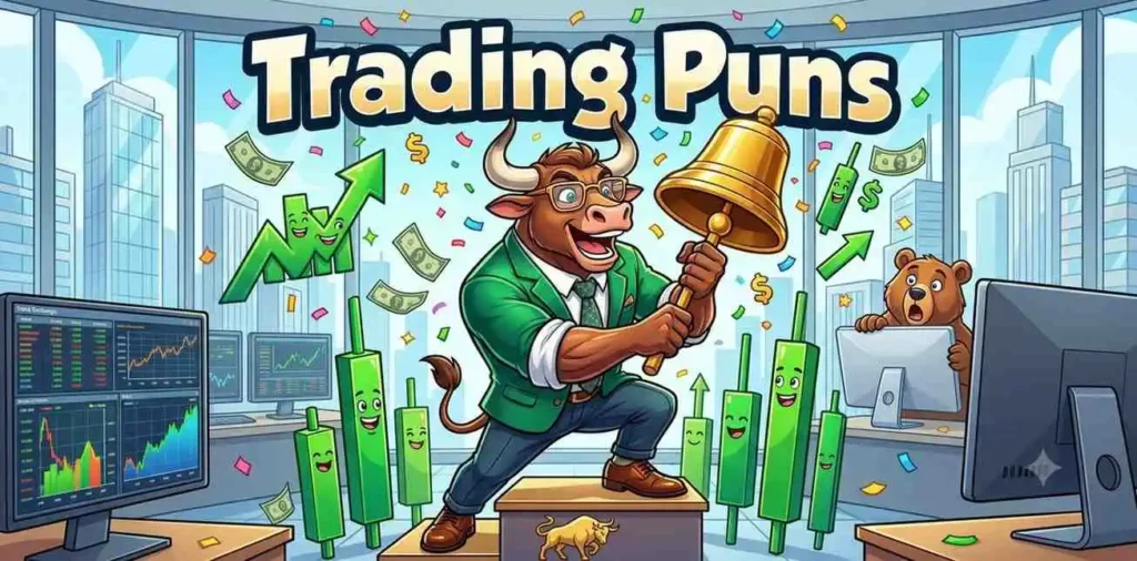 Funny bull trader celebrating.