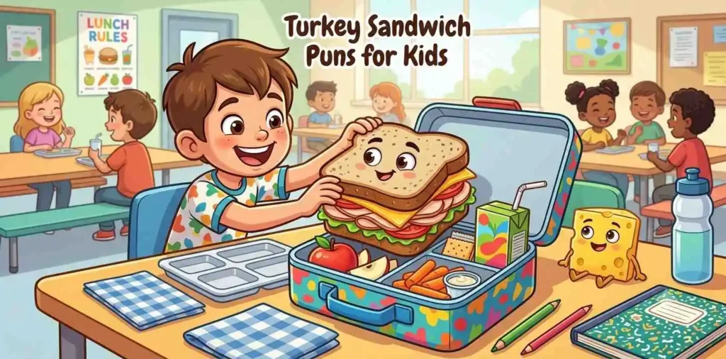 Kid enjoying turkey sandwich lunch