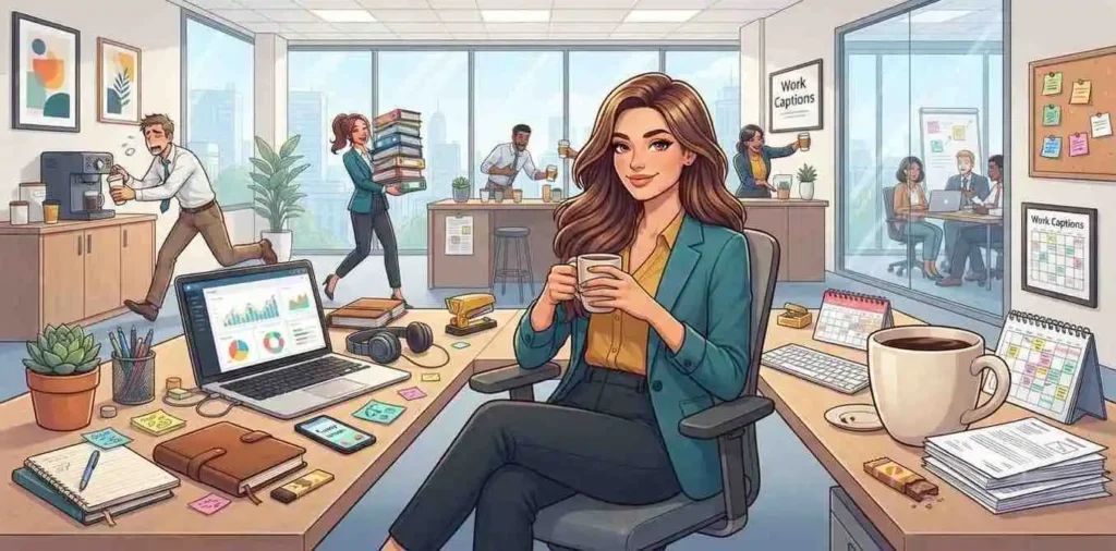 Woman enjoying office coffee break