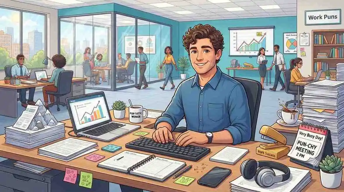 Happy man enjoying office work