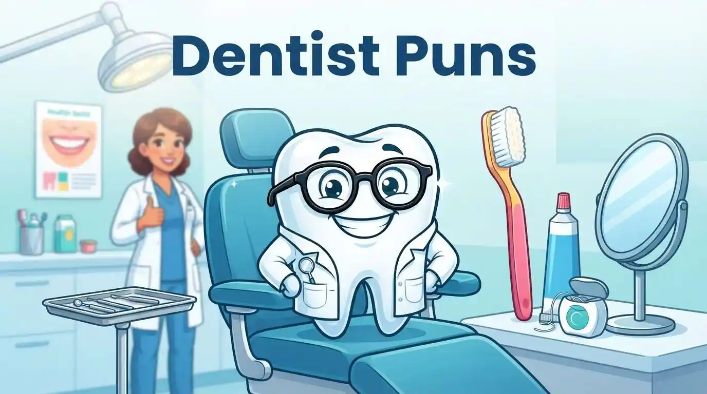 Funny dentist with tooth