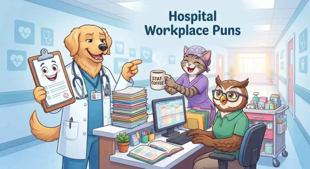 Funny hospital workplace scene
