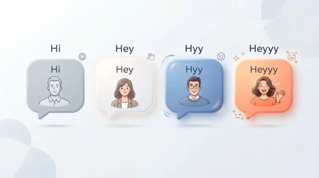 Comparison of Hi, Hey, Hyy, and Heyyy texting styles
