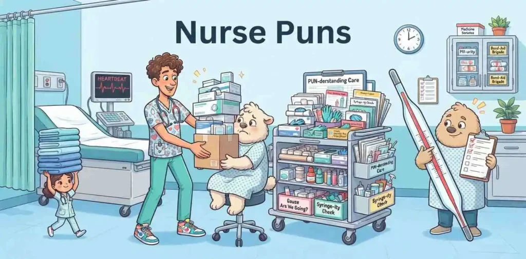 Funny nurse caring patient