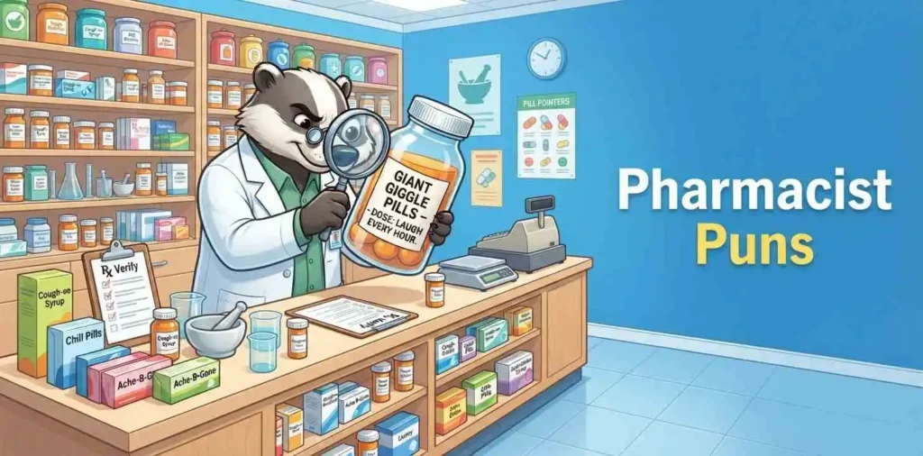 Funny pharmacist at work