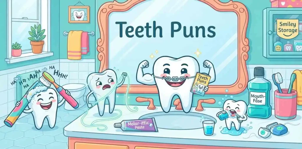 Funny teeth dental scene