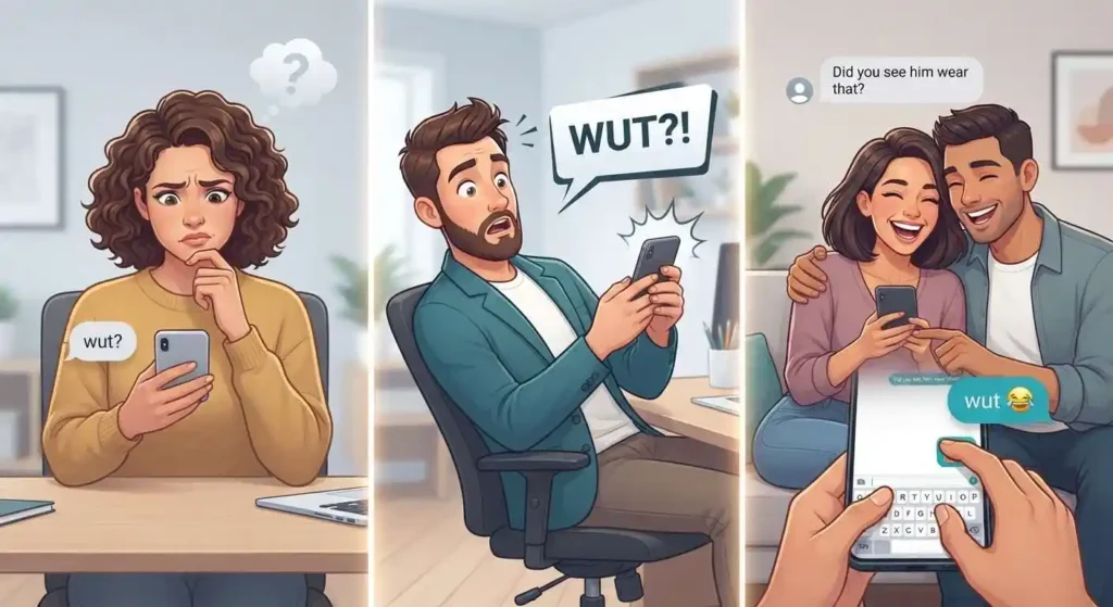 Examples showing how wut can express confusion, surprise, or playful disbelief